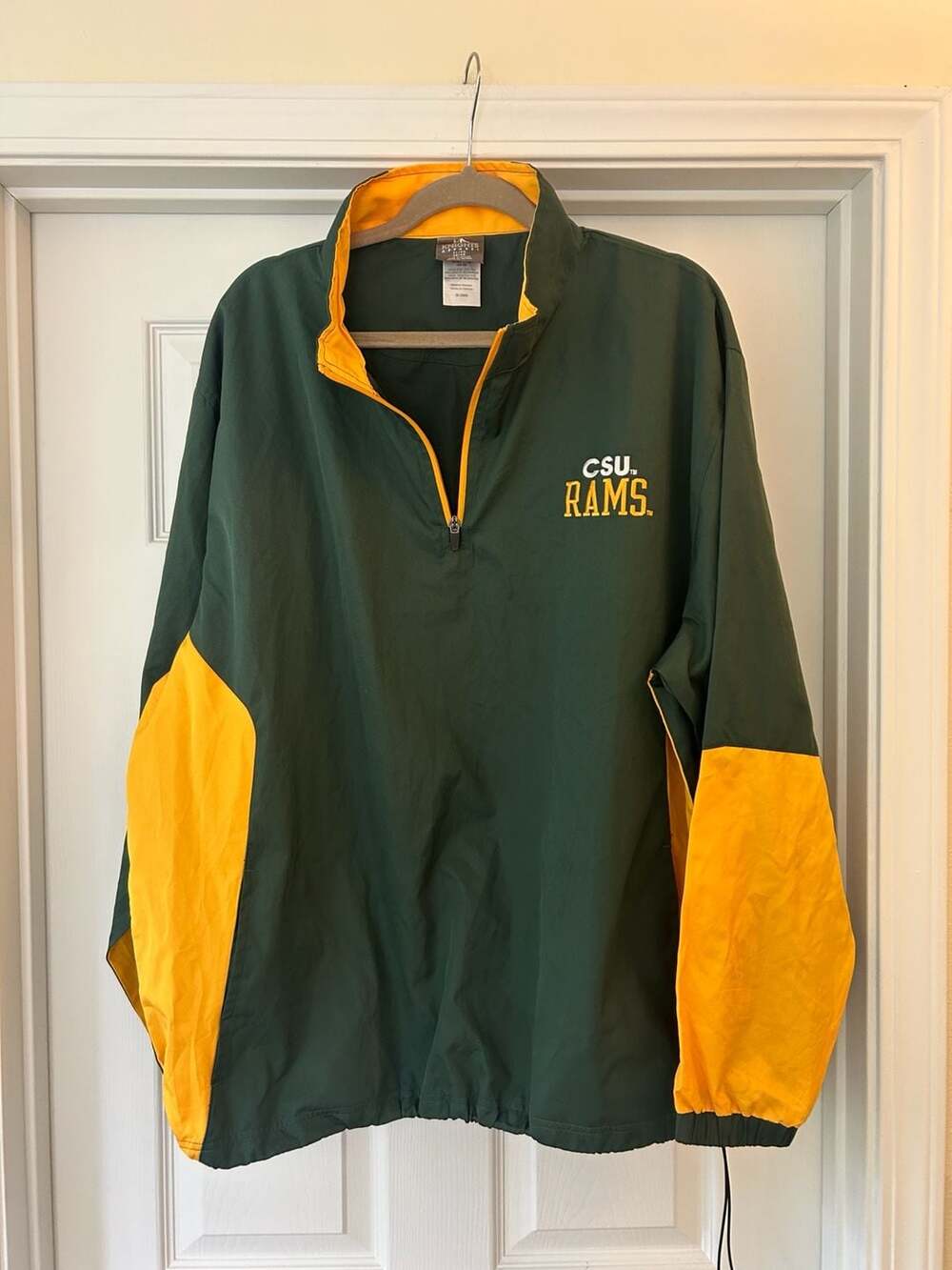 CSU Rams Colorado State Green and Gold 1/4 Zip Windbreaker Jacket XL